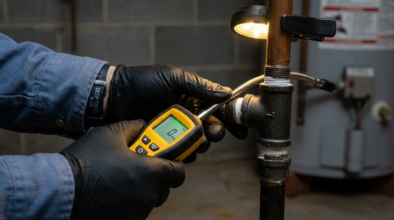 Gas leak detection with electronic sniffer by Johns Plumbing LLC in Marshall
